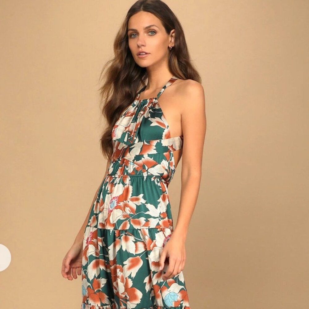 Lulu's Green Floral Print Dress